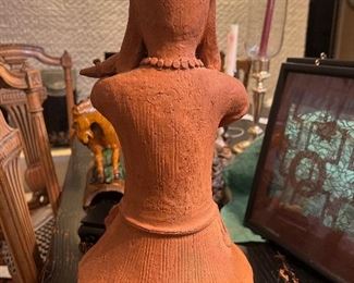 Japanese Haniwa Falconer Coil Pottery burial figure 19" high x 8" deep