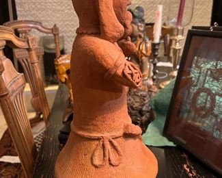 Japanese Haniwa Falconer Coil Pottery Burial Figure 19" high 8" deep