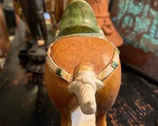 Pottery Horse Chinese Style 11" high x 12" wide