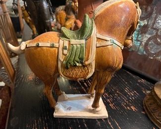 Pottery Horse Chinese Style 11" high x 12" wide