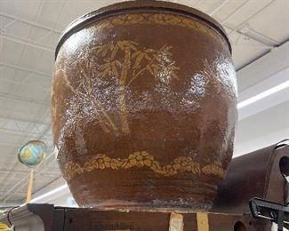 Chinese Earthenware Egg Pot Bamboo For Good Luck Design 19" High