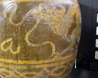 Chinese Earthenware Martaban Dragon Jar 27.5 Inches High 