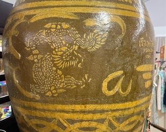 27" High Martaban Dragon Jar