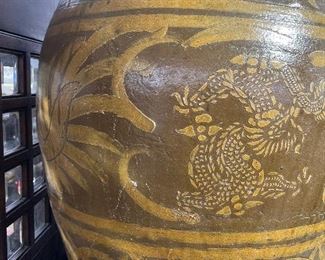 27" High Martaban Chinese Dragon Jar