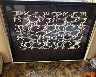 Japanese Fabric Stencil 13" x 17" Framed