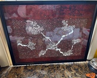 Japanese Fabric Stencil 13" x 17" Framed