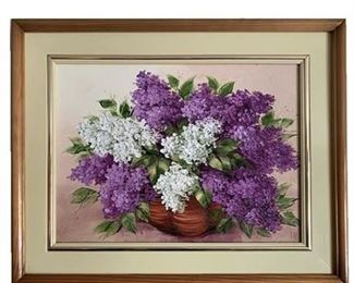Lot 049
Hami Januri Signed Oil Painting of Lilacs