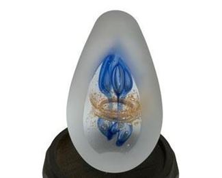 Lot 105
Art Glass Egg Shaped Paperweight-Blue & Gold