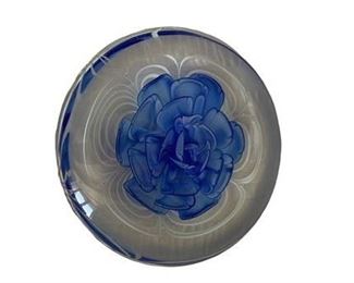 Lot 109
Art Glass Blue Flower & Pulled Feather Paperweight