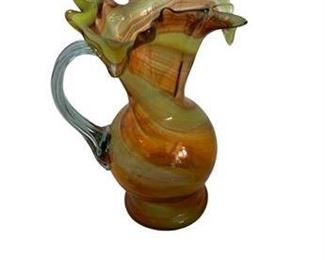 Lot 117
Art Glass Ruffled Swirl Glass Pitcher