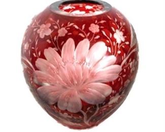 Lot 119
Ruby Red Etched Bohemian Glass Rose Bowl