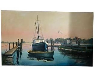 Lot 134
Loretta A Rennick Oil on Canvas of a Port