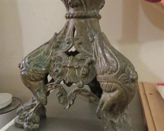 Details of gorgeous antique church alter candlesticks turned into lamps