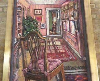 Massive , colorful and slightly whimsical painting by M. Lipkin