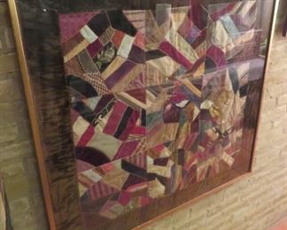 Stunning and elaborate framed Victorian 'crazy quilt' - the condition on this antique textile is amazing!