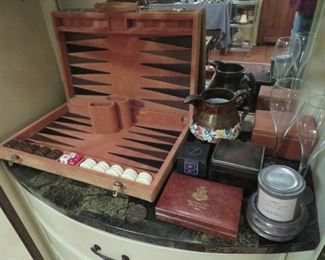 Backgammon and great commemorative card sets from local events and Jake's travels all over the world!