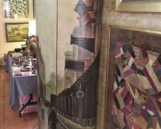 Bar cabinet has lots of storage while also being slender in profile!