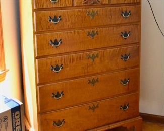 Eldred Wheeler 6-drawer tiger maple chest of drawers