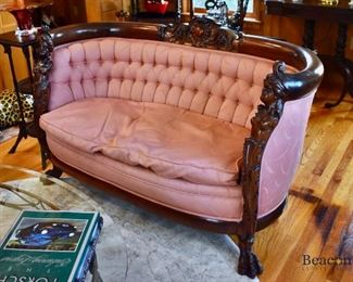 Karpen Bros. Art Nouveau figural settee.