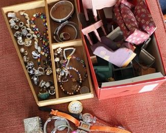 Vintage Dollhouse Furniture  and Sterling Silver Bracelets and Ring