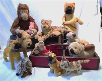 Just a sampling of the antique steiff animals available...visit the toy tent during the sale