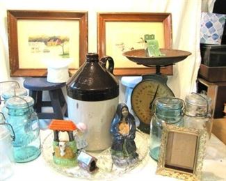 Always a wide variety of old canning jars and accessories