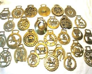 Small sampling of the original cast brass horse harness medallions...still highly collected 