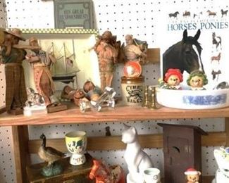 Pyrex, folk art, figurines and egg cup collection....lots more not photographed