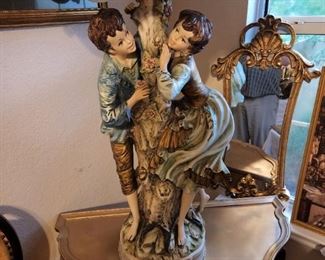 Signed Capodimonte Large Lamp 1967 Azzolin Brothers