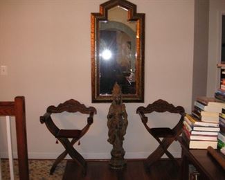 chairs mirror statue