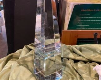 14” Clear Glass Obelisk Figurine