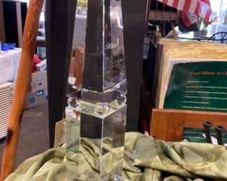18” Clear Glass Obelisk Figurine