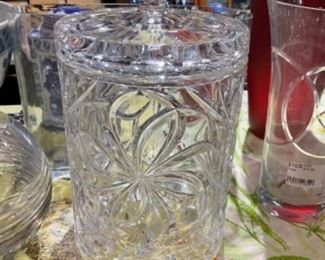 Crystal Cut Glass Jar with Lid
