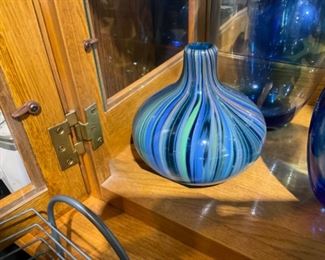 Super Cool Shades of Blue, Punk, and Green Swirl Vase