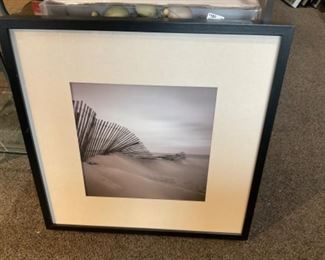 Framed Beach & Snow Fence Picture