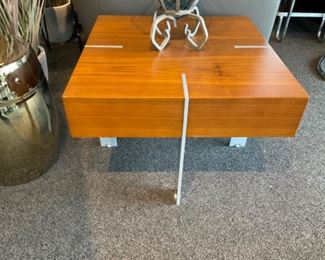 Contemporary Wood with Chrome Accents Side Table 