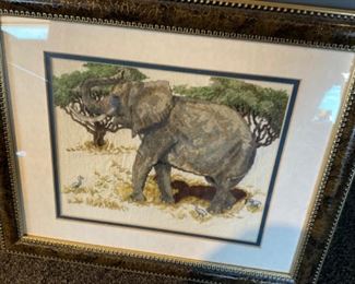 Beautiful Cross Stitch of Elephant in Frame
