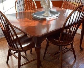 Vintage Nichols & Stone table 5ft x 3ft5 inch wide and two leaf extensions and custom table pads 