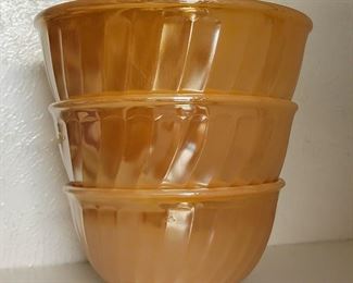 Vintage Fire-King Peach Luster Swirl Bowl