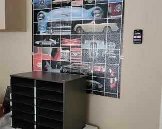 Mounted puzzle of cars