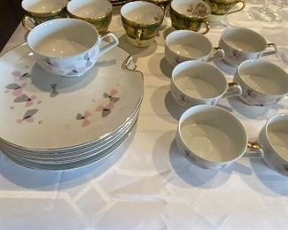 MCM luncheon set plates and cups with creamer, sugar and teapot.