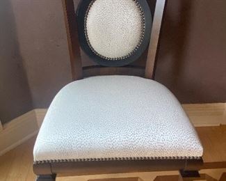 Custom made chairs (10) with nailhead trim and neutral upholstered seat.  Excellent condition