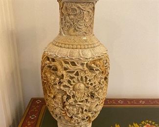 Carved marble vase Origin Vietnamese