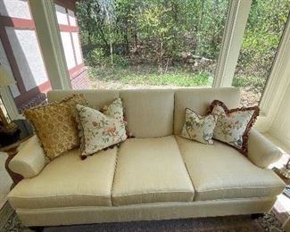 Custom made raw silk neutral sofa #1