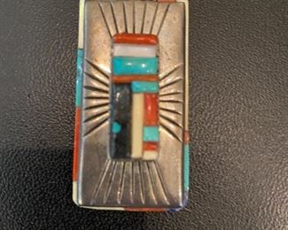 David Tune vintage Navajo sterling pendant with multistones.