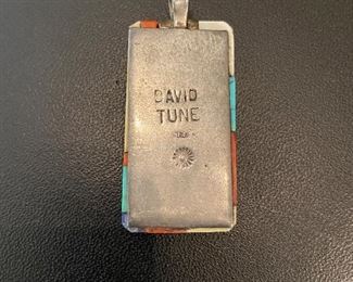 Back of David Tune sterling Navajo pendant
