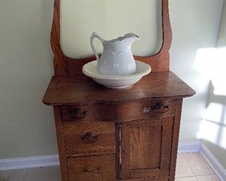 Victorian Oak Washstand