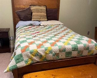 Victorian Oak High Back Bed