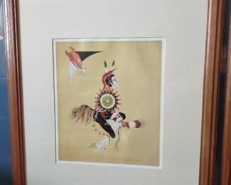 Framed Blackbear Bosin "Horsetail Dancer" print 22 x 18 in