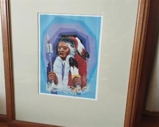 Framed Blackbear Bosin "Gourd Dancer" print 22 x 18 in